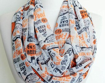 Beer Infinity Scarf Octoberfest Fish an Chips German English Pub Circle Scarf Scarves Spring Fall Winter Summer Fashion