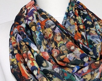 Anime Infinity scarf, Colorful Funny Geek scarf, Circle scarf, spring - fall - summer - winter fashion Christmas birthday gift