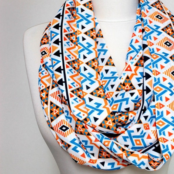 Inca Maya Aztec Indian Tribal pattern Infinity scarf, Ikat Circle scarf, scarves, spring - fall - winter - summer fashion