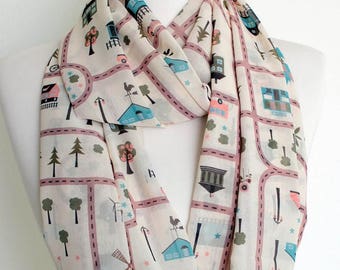 City Map nfinity Scarf Cityscape Countryside Gift For Her Wife Fashion Accessories