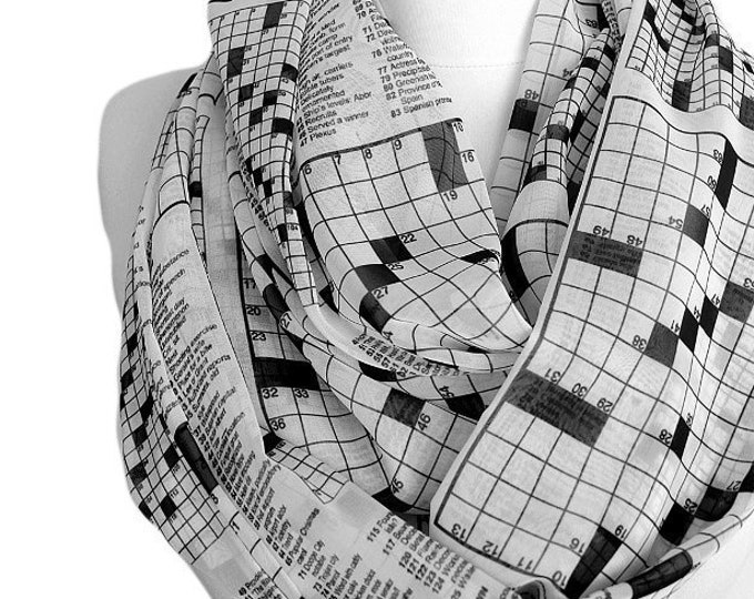 Crossword Puzzle Scarf Infinity Scarf Print Scarf Circle Geek Scarf