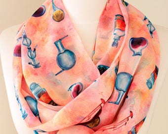 Chemistry Pattern Infinity Scarf Circle Scarf Geek Long Scarf Gift Ideas For Her Women Fashion Accessories Summer Scarf