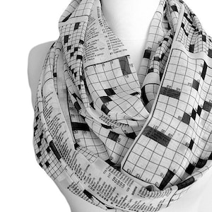 Crossword Puzzle Scarf Infinity Scarf Print Scarf Circle Geek Scarf Spring Summer Fall Winter Fashion Session Gift Idea For Her Black Friday
