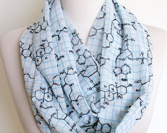 Teacher Gifts Chemistry Formula Infinity scarf Geek item Chemist gift Scientist accessories spring fall summer winter fashion teacher gift