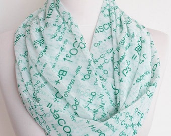 Chemistry Formula Infinity scarf Geek item Circle scarf spring fall summer winter fashion teacher gift