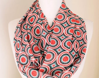 Circle Pattern Infinity scarf Circle scarf Polka Dot Loop scarf scarves, spring fall winter fashion Sale