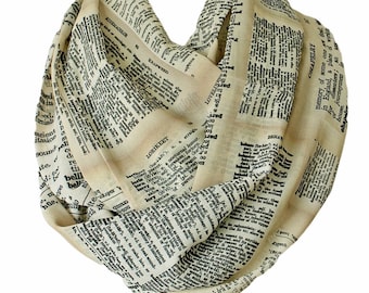 Dictionary Pages Infinity Book Scarf Gift For Her Women Accessories Librarian Teacher Apparel Cyber Monday Black Friday Book Lover Gift