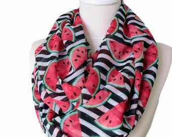 Watermelon Pieces Infinity Scarf Gift For Her Wife Fashion Accessories Christmas Summer Gift