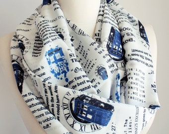 Dr Who Tardis Scarf Doctor Who Scarf Infinity Scarf Geek Gift For Women Her Accessories Fall Fashion Gift Dr Who Fan women gift black friday