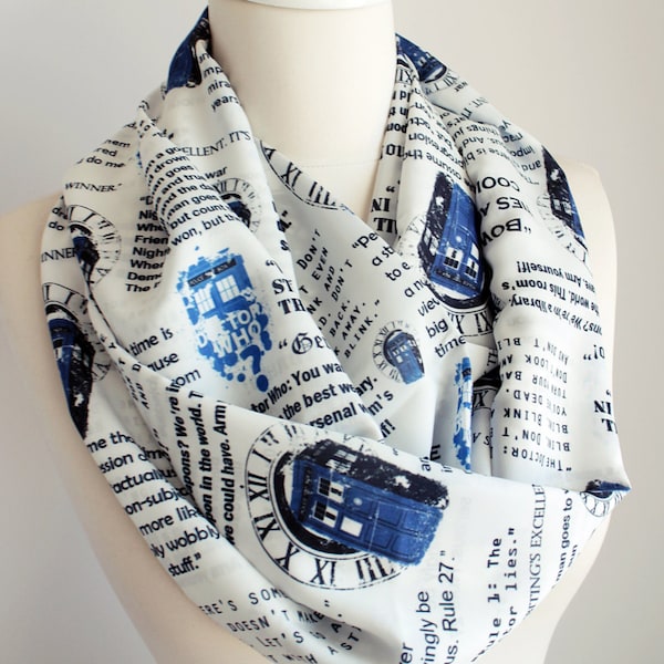 Dr Who Tardis Scarf Doctor Who Scarf Infinity Scarf Geek Gift For Women Her Accessories Fall Fashion Gift Dr Who Fan women gift black friday