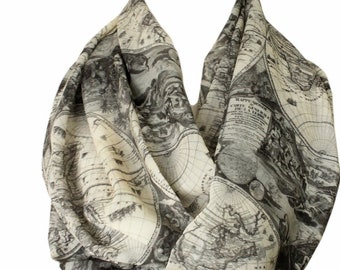 Old World Map Infinity scarf Scarves Loop Scarf Gift Ideas For Her Women Fashion Accessories