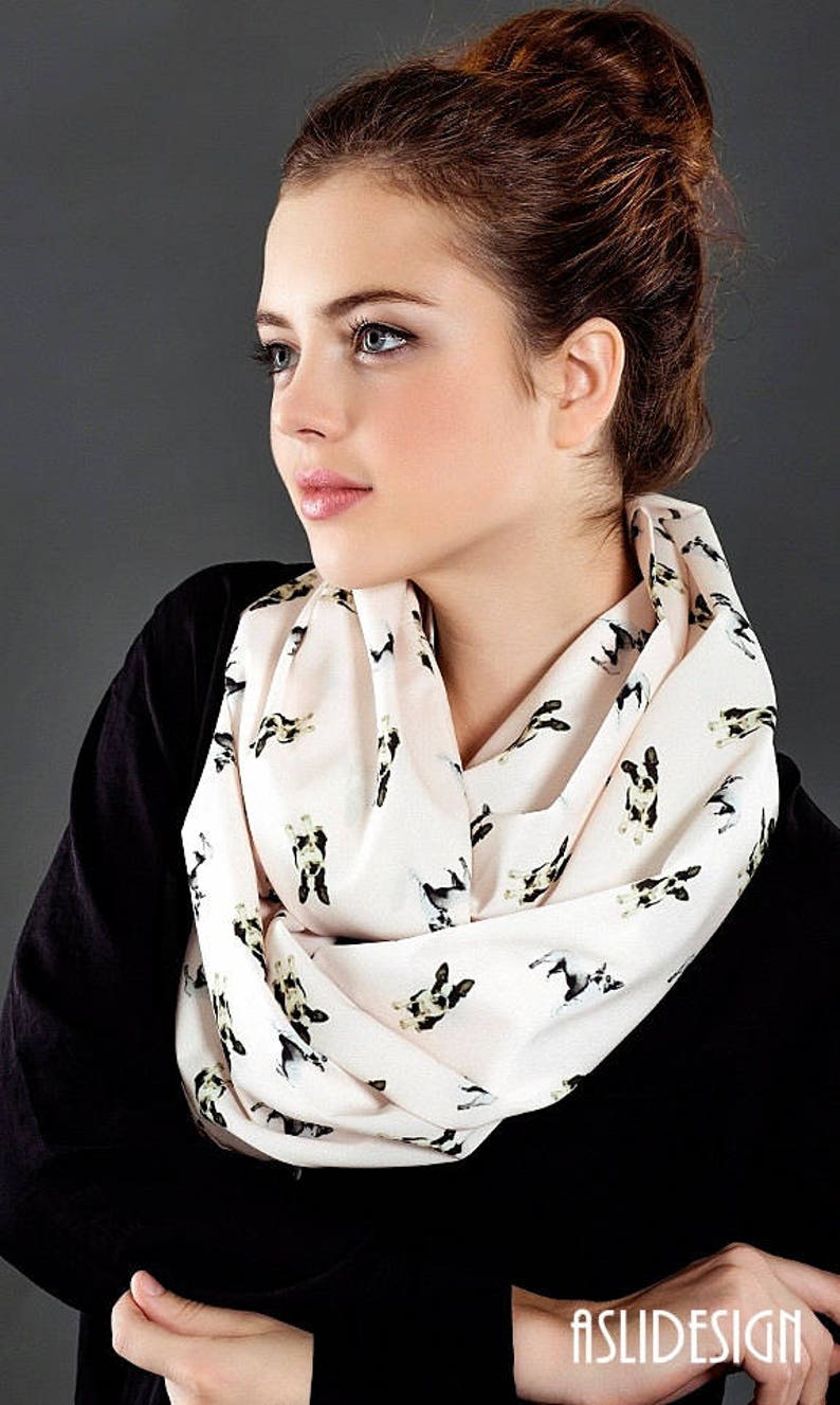 Boston Terrier Scarf Infinity Scarf Dog Scarf Fall Fashion Gift For Her Pet Owner Lover Pet Gift Animal scarf Gift for Women Black Friday image 1