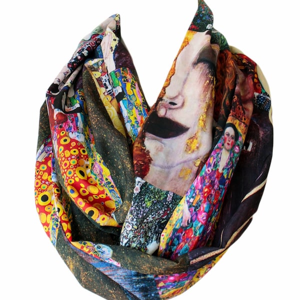 Gustav Klimt Paintings Infinity Scarf Circle scarf Loop scarf Scarves spring - fall - winter - summer fashion