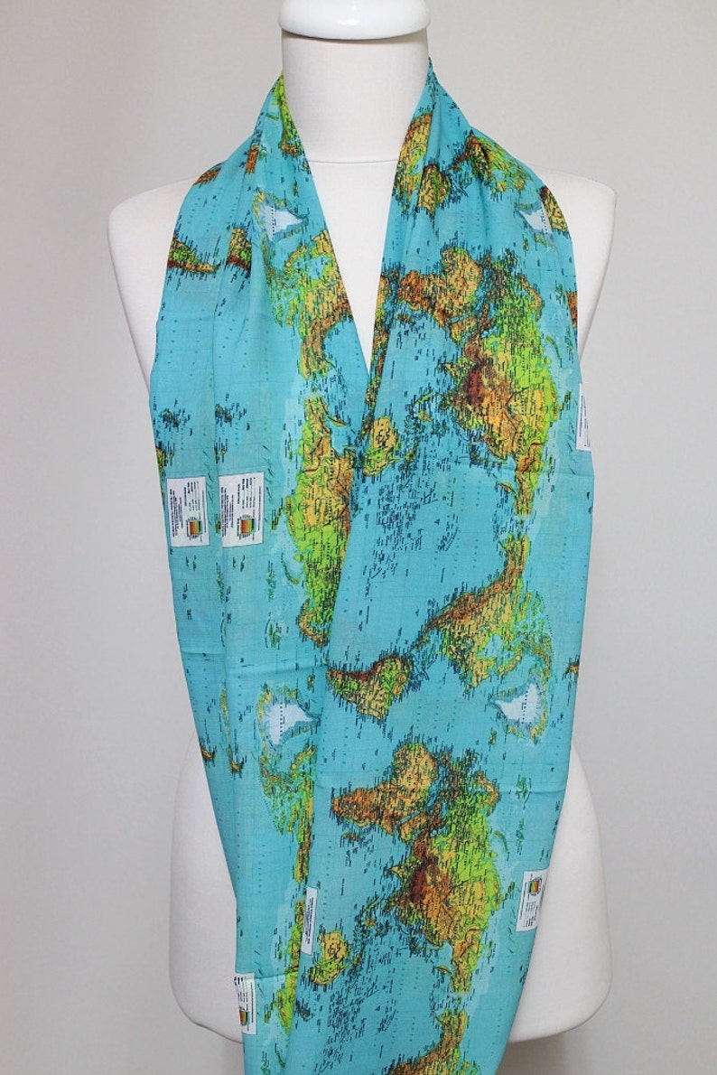 World Map Scarf Infinity Scarf Scarves Loop Scarf Gift For Her Birthday Gift Unique Fashion Accessories travel traveller gift cyber monday image 3