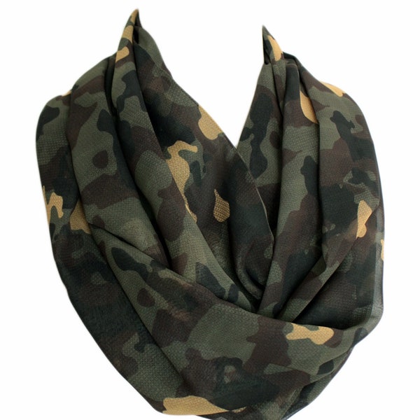 Camouflage Military Army Infinity scarf, Circle scarf, Long Scarf, Summer Scarf, Gift Ideas For Her Women Fashion Accessories