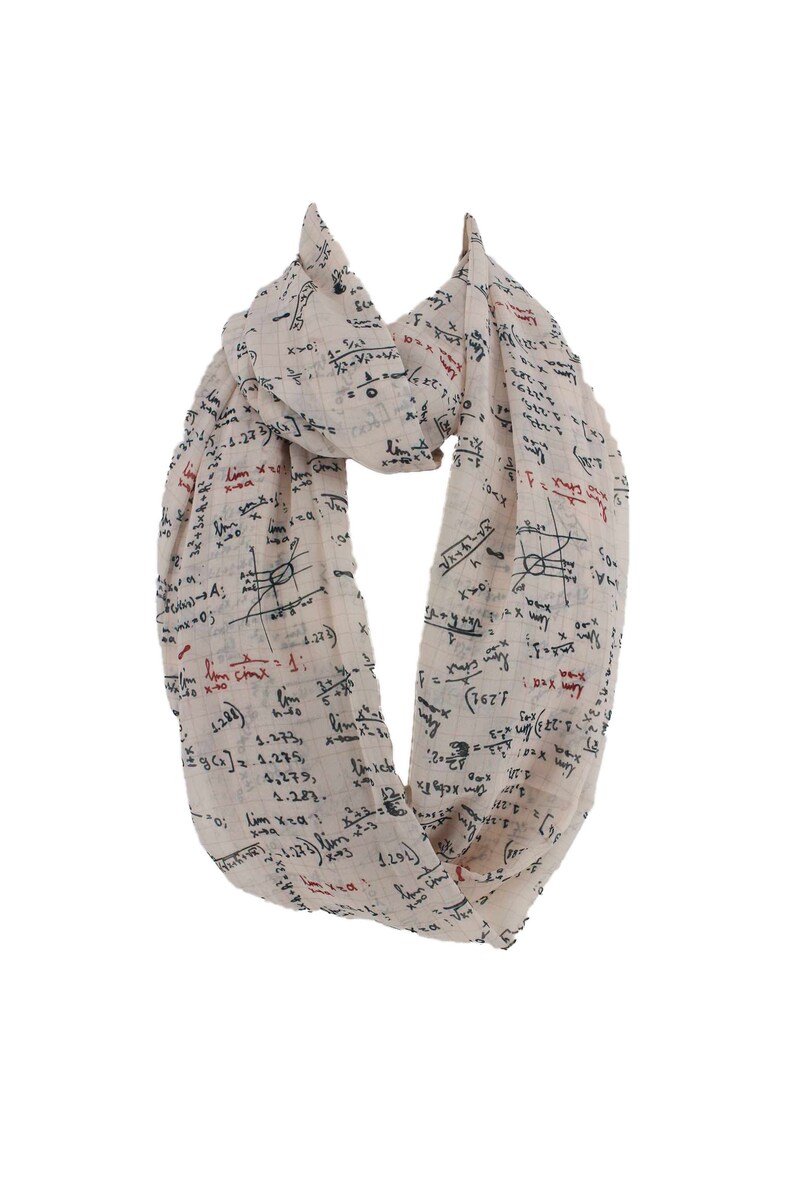 Math Teacher Gift Mathematics Pattern Scarf Infinity Scarf Fall Fashion Geek Woman Gift For Her Girlfriend Mathematician Gift Christmas Gift image 4