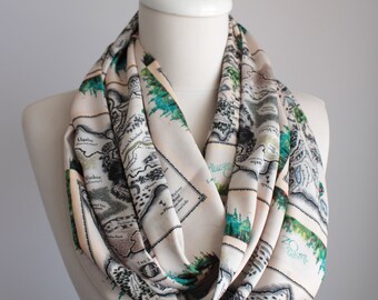 The Wonderful Wizard of Oz Map Infinity Scarf Lyman Frank Baum Gift For Her Fall Winter Fashion literary gift librarian apparel cyber monday