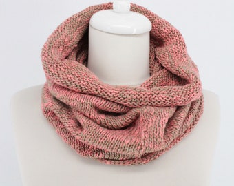 Hand knit Chunky Cowl Pink Neckwarmer Unisex Men Women Wool Collar Winter Fashion gift for her