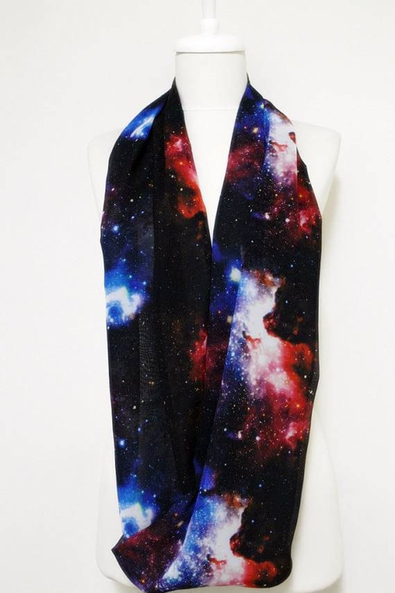 Galaxy Infinity Scarf Black Nebula Scarf Birthday for Women Gift For Her Wife Winter Fashion Christmas gift under 30 dollars black friday image 4