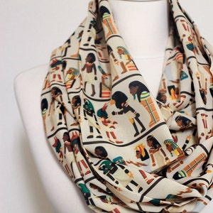 Antique Egyptian Pattern Infinity scarf, Circle scarf, Loop scarf, Scarves, Shawls, spring - fall - winter - summer fashion