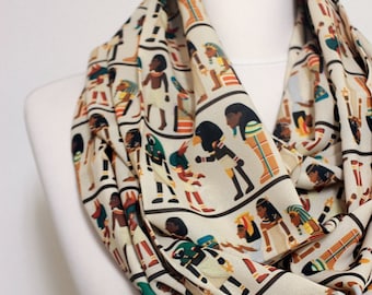 Antique Egyptian Pattern Infinity scarf, Circle scarf, Loop scarf, Scarves, Shawls, spring - fall - winter - summer fashion