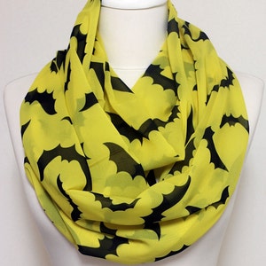 Bat Pattern Infinity Scarf, Circle Scarf, Wide Scarf, Geek Scarves, Spring Summer Fall Winter Session Sale image 2