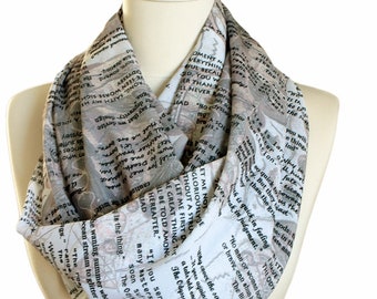 Homer Ilyada and Odyssey Book Infinity Scarf Gift For Her Women Accessories Fall Winter Fashion literary gift librarian apparel cyber monday