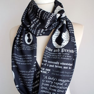 Pride and Prejudice Book Scarf Jane Austen Gift For Her Women Accessories Fall Winter Fashion literary gift librarian apparel black friday image 5