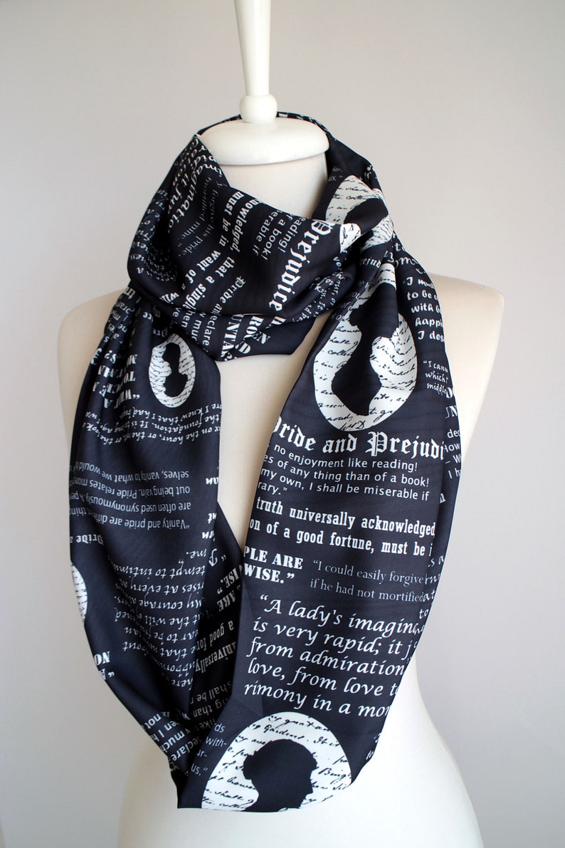 Pride and Prejudice Book Scarf Jane Austen Gift For Her Women Accessories Fall Winter Fashion literary gift librarian apparel black friday image 5