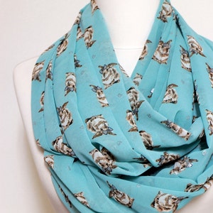 Rabbits pattern Infinity scarf, Circle Loop scarf, scarves, shawls, spring fall winter summer fashion image 1