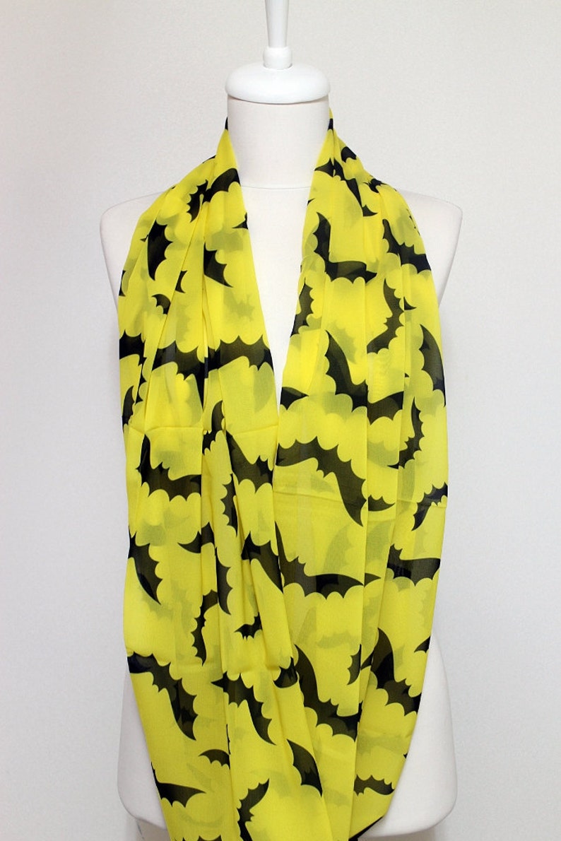 Bat Pattern Infinity Scarf, Circle Scarf, Wide Scarf, Geek Scarves, Spring Summer Fall Winter Session Sale image 5