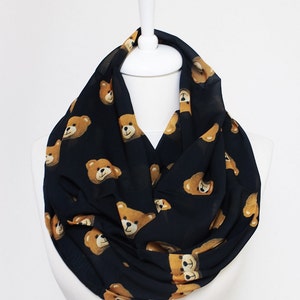 Teddy Bear Print Infinity scarf, Circle Scarf, Loop Geek Scarf, Scarves, Shawls, Spring Fall Winter Summer fashion image 3