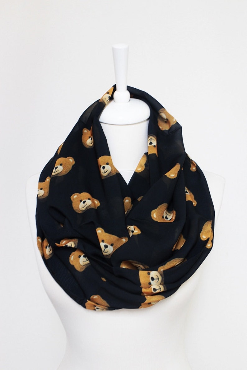 Teddy Bear Print Infinity scarf, Circle Scarf, Loop Geek Scarf, Scarves, Shawls, Spring Fall Winter Summer fashion image 3