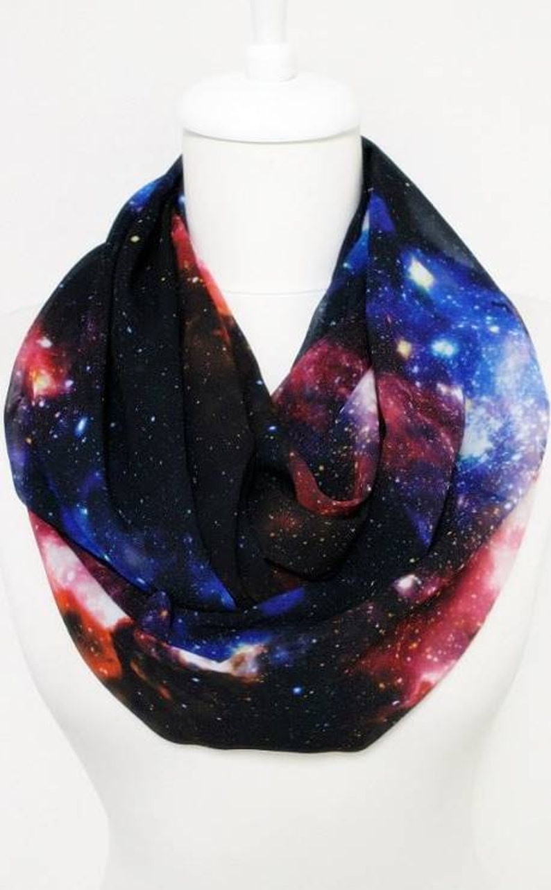 Galaxy Infinity Scarf Black Nebula Scarf Birthday for Women Gift For Her Wife Winter Fashion Christmas gift under 30 dollars black friday image 2