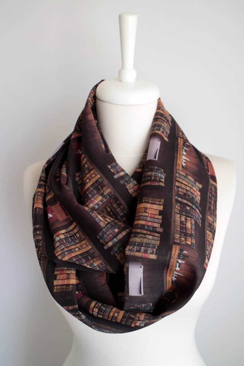 Bookshelf Scarf Infinity Scarf Book Scarf Book Lover Gift Librarian Scarf Geek Literary Gift For Women Her Ideas gift under 30 black friday image 6