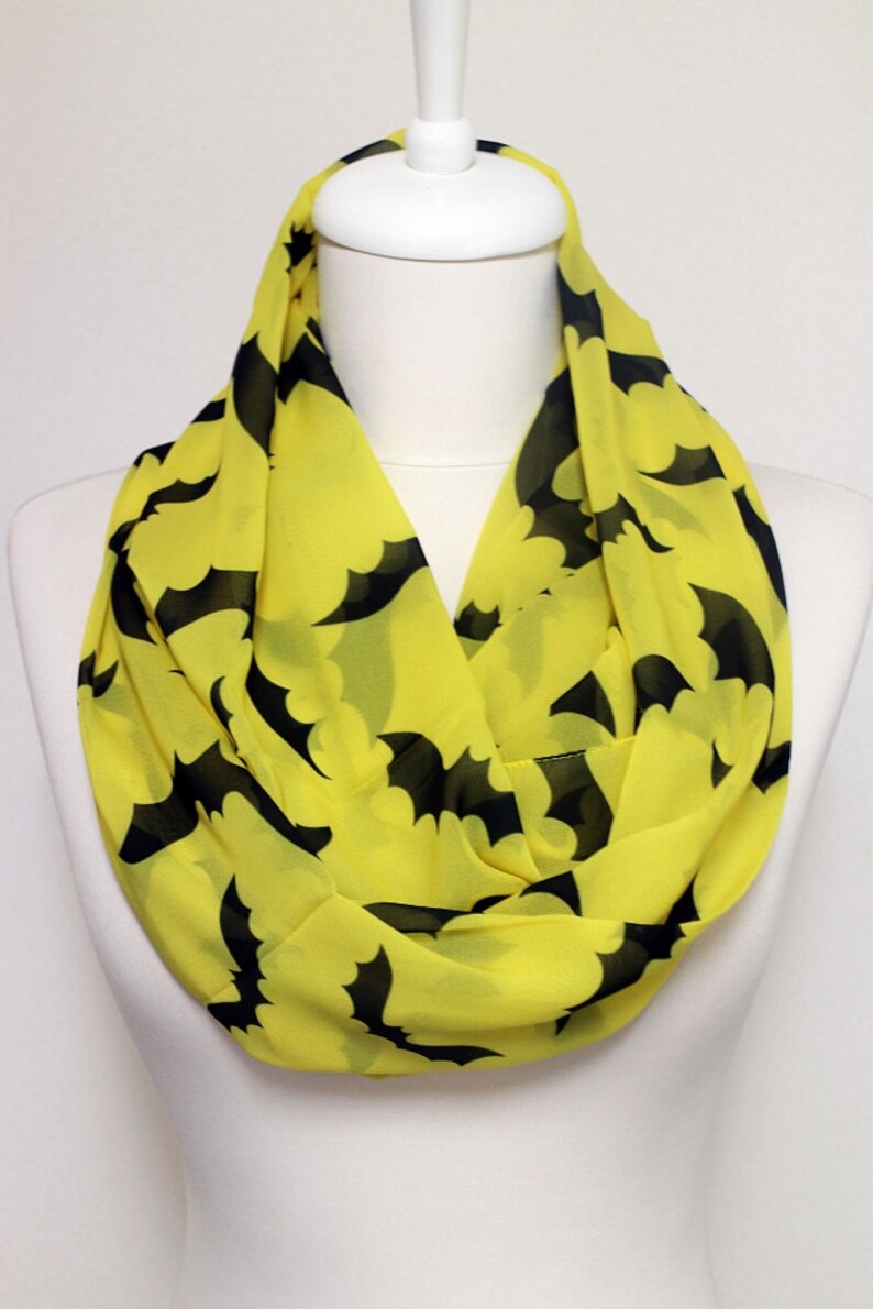 Bat Pattern Infinity Scarf, Circle Scarf, Wide Scarf, Geek Scarves, Spring Summer Fall Winter Session Sale image 1