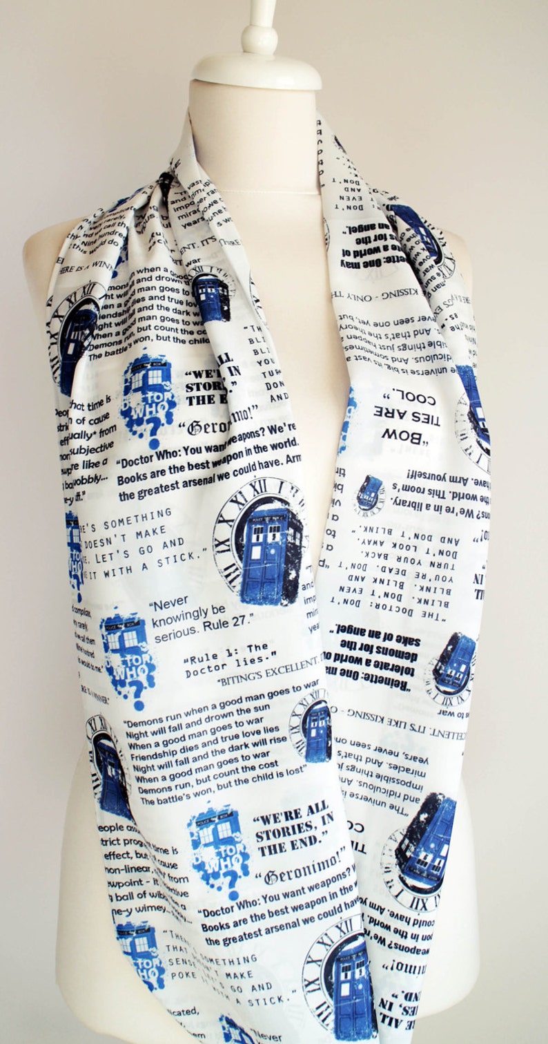 Dr Who Tardis Scarf Doctor Who Scarf Infinity Scarf Geek Gift For Women Her Accessories Fall Fashion Gift Dr Who Fan women gift black friday image 3
