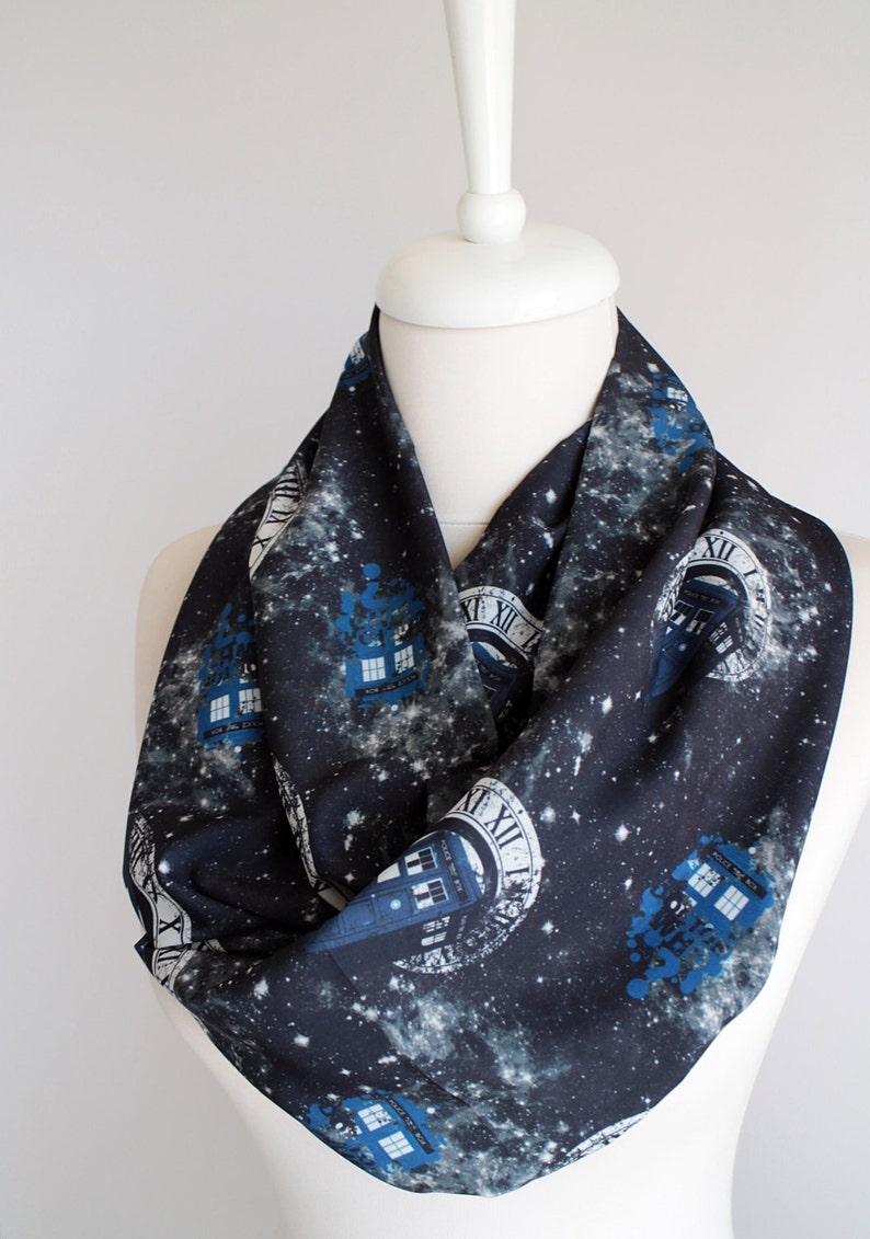 Dr Who Tardis Scarf Doctor Who Scarf Infinity Scarf Geek Gift For Women Her Accessories Fall Fashion Gift Dr Who Fan women gift black friday image 4