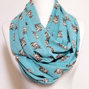 Rabbits pattern Infinity scarf, Circle Loop scarf, scarves, shawls, spring fall winter summer fashion image 2