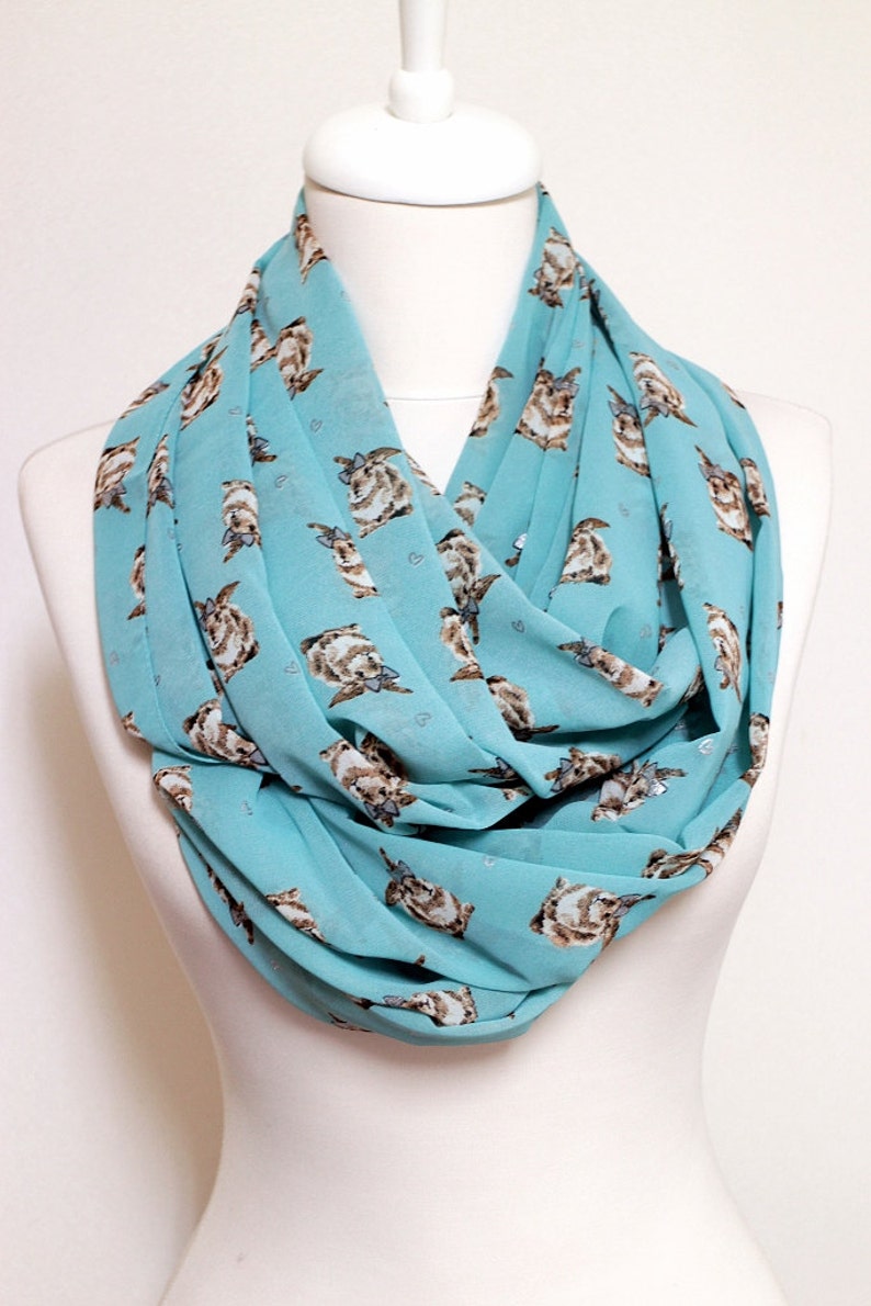 Rabbits pattern Infinity scarf, Circle Loop scarf, scarves, shawls, spring fall winter summer fashion image 2