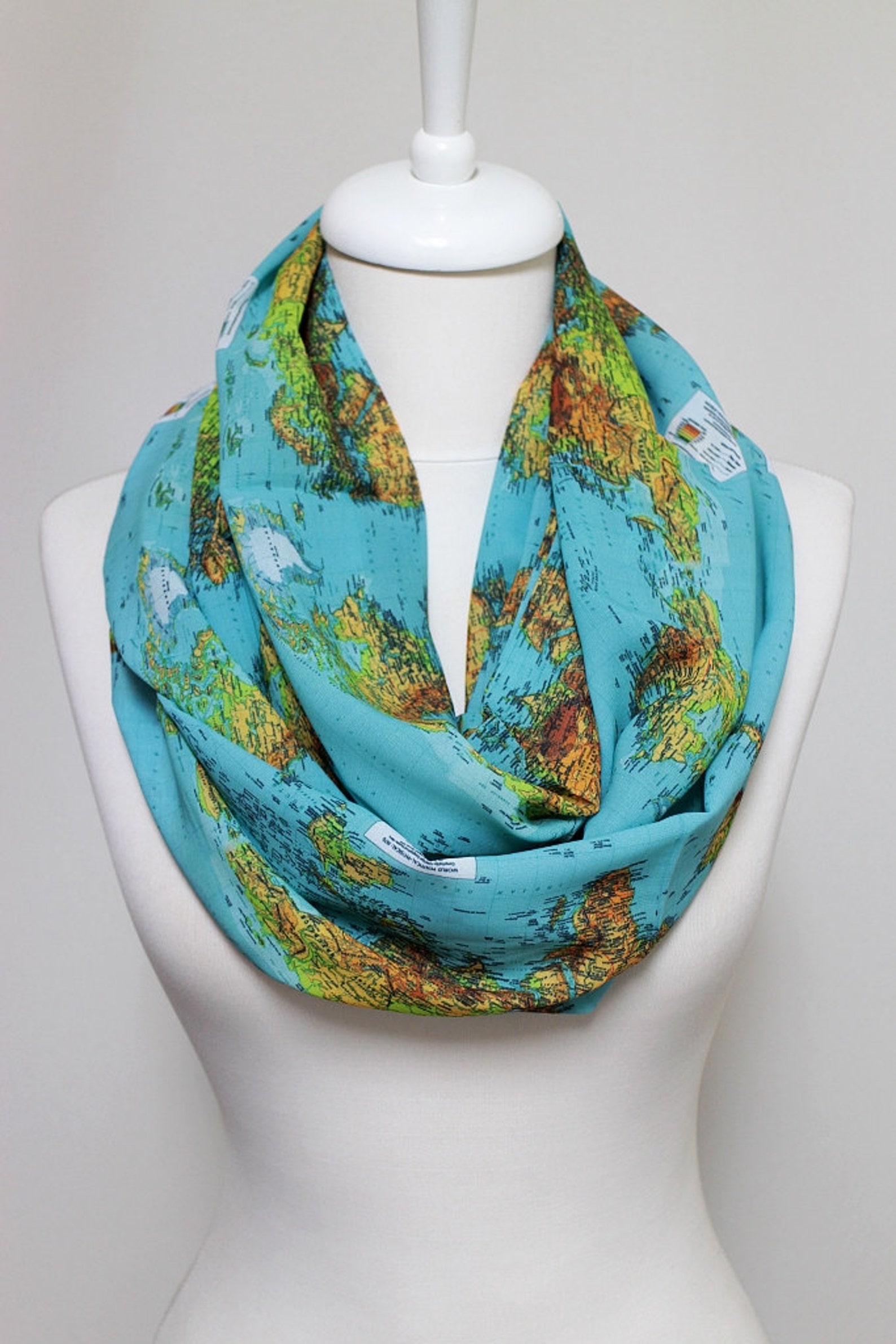 World Map Scarf Infinity Scarf Scarves Loop Scarf Gift for Her Etsy