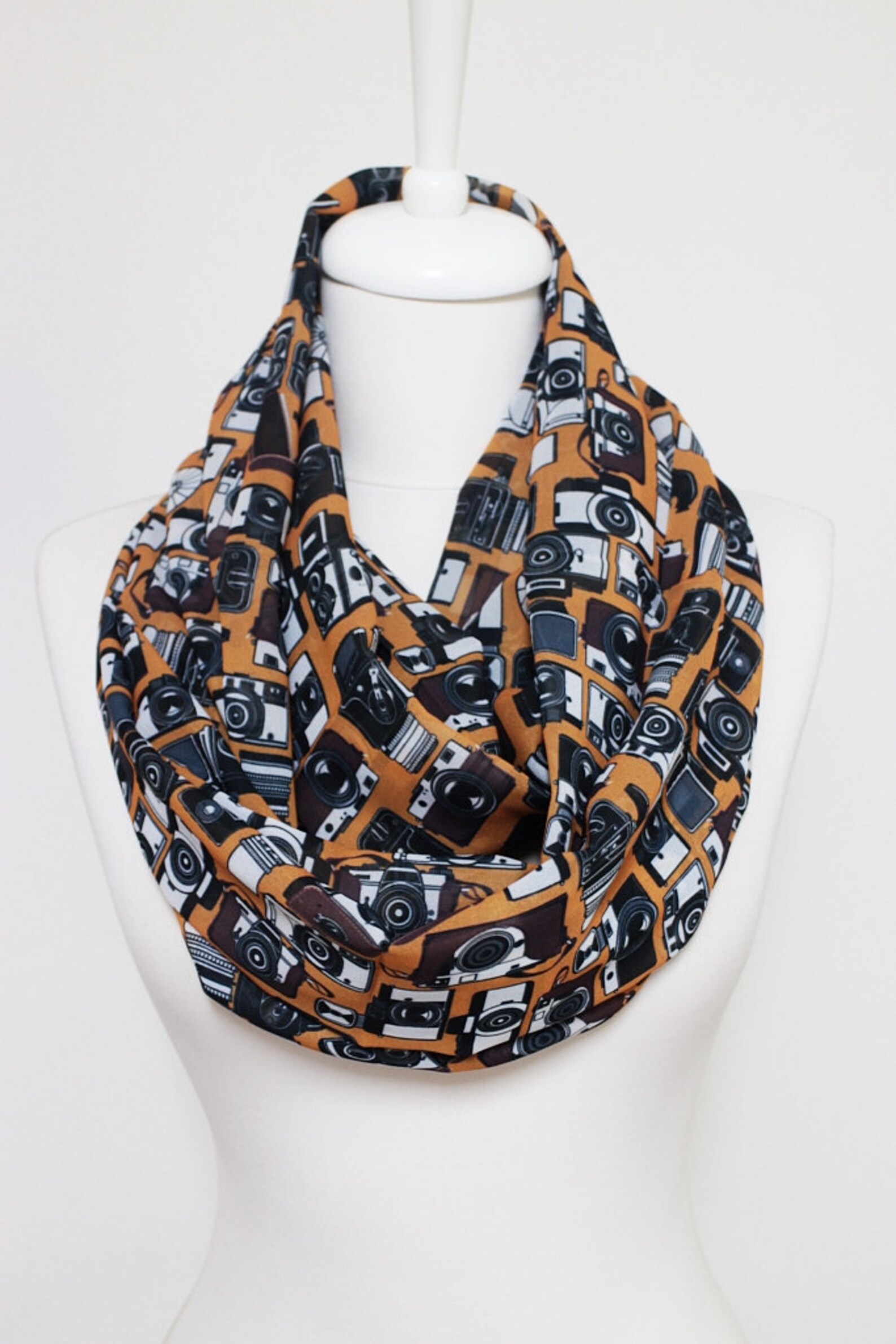 Camera Infinity Scarf Vintage Camera Pattern Scarf Circle - Etsy