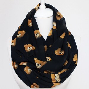 Teddy Bear Print Infinity scarf, Circle Scarf, Loop Geek Scarf, Scarves, Shawls, Spring Fall Winter Summer fashion image 2