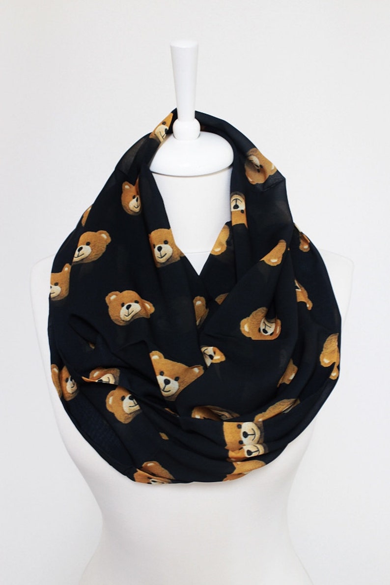 Teddy Bear Print Infinity scarf, Circle Scarf, Loop Geek Scarf, Scarves, Shawls, Spring Fall Winter Summer fashion image 2