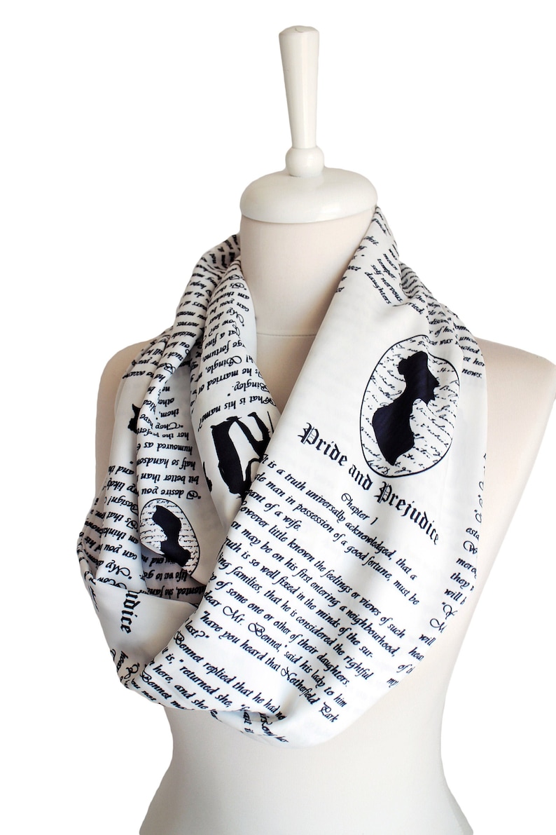 Pride and Prejudice Book Scarf Jane Austen Gift For Her Women Accessories Fall Winter Fashion literary gift librarian apparel black friday image 1