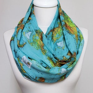 World Map Scarf Infinity Scarf Scarves Loop Scarf Gift For Her Birthday Gift Unique Fashion Accessories travel traveller gift cyber monday image 2