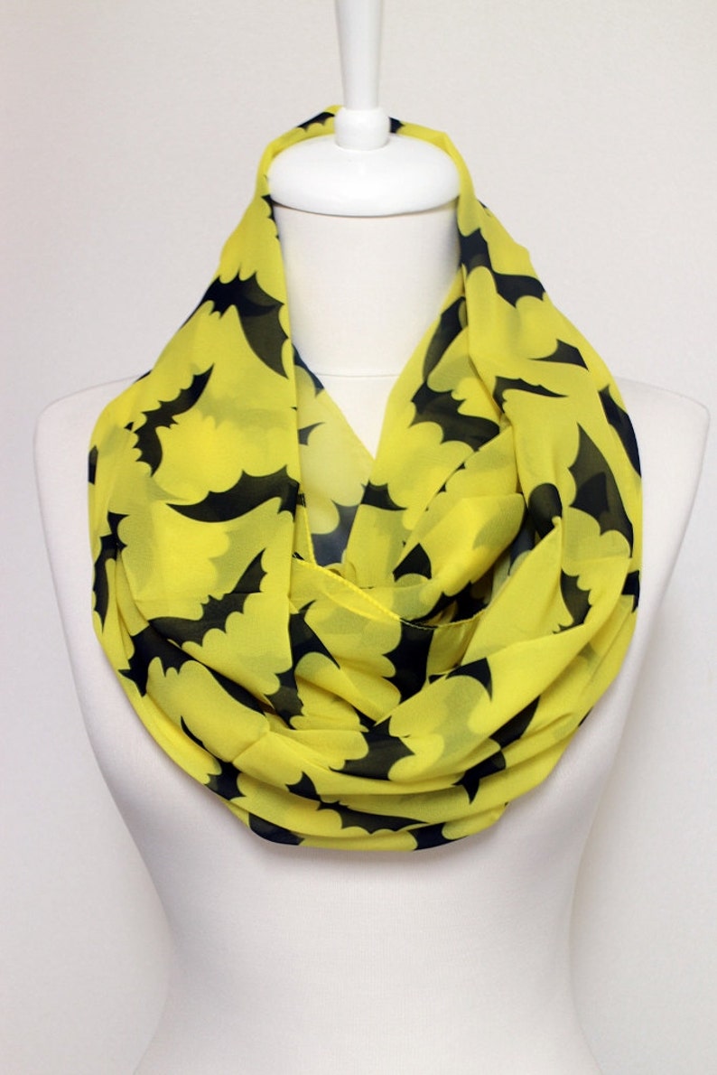 Bat Pattern Infinity Scarf, Circle Scarf, Wide Scarf, Geek Scarves, Spring Summer Fall Winter Session Sale image 3
