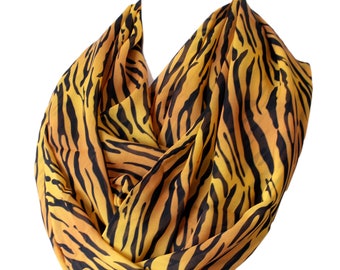 Tiger Skin pattern Infinity scarf Animal Scarf Loop scarf Circle scarf Gift Ideas For Her Women Fashion Accessories