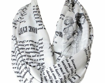 Charlotte Bronte Jane Eyre Book Infinity Scarf Gift For Her Women Accessories literary gift librarian apparel cyber monday