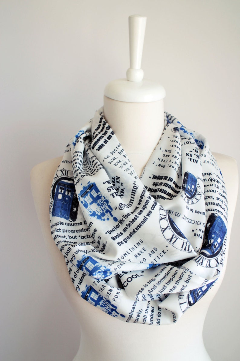 Dr Who Tardis Scarf Doctor Who Scarf Infinity Scarf Geek Gift For Women Her Accessories Fall Fashion Gift Dr Who Fan women gift black friday image 2